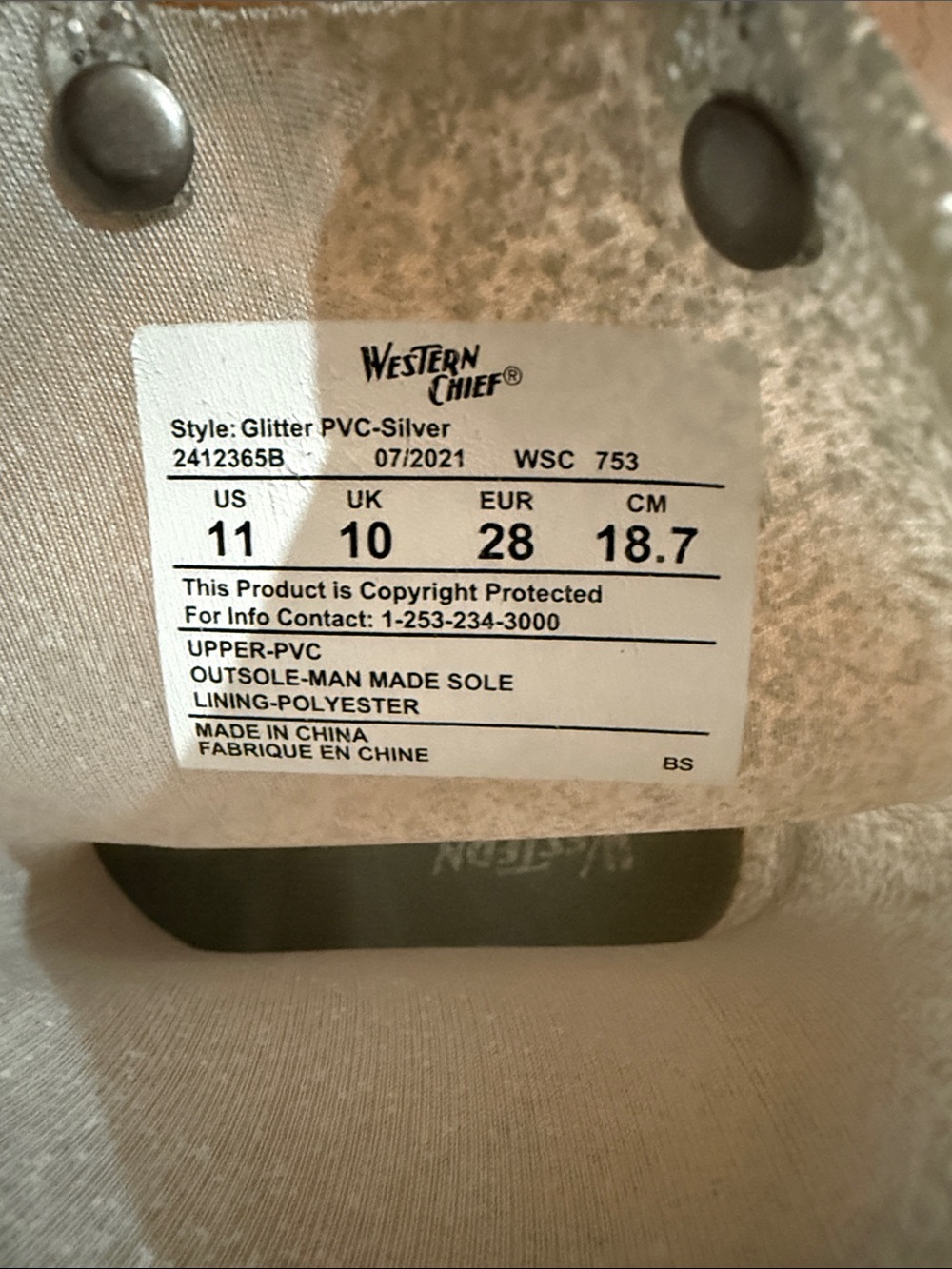 Western Chief Silver Glitter Rain Boots - Picture 2 of 3